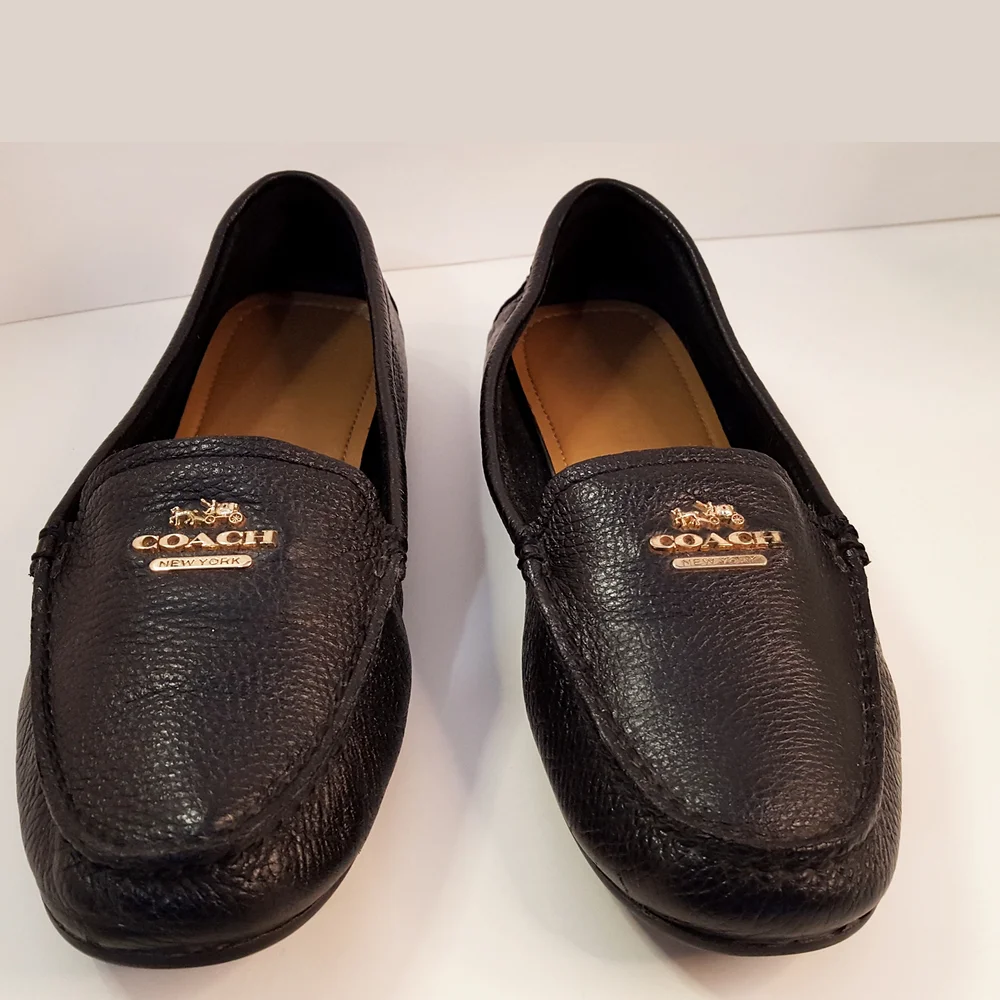Coach💋Black Leather Slip-On Marley Driver loafer flats - Picture 5 of 12